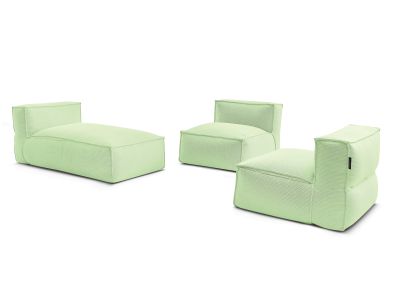 Canapé de jardin modulable BIARRITZ avec bâche de protection, 2 chauffeuses 1 place et 1 méridienne