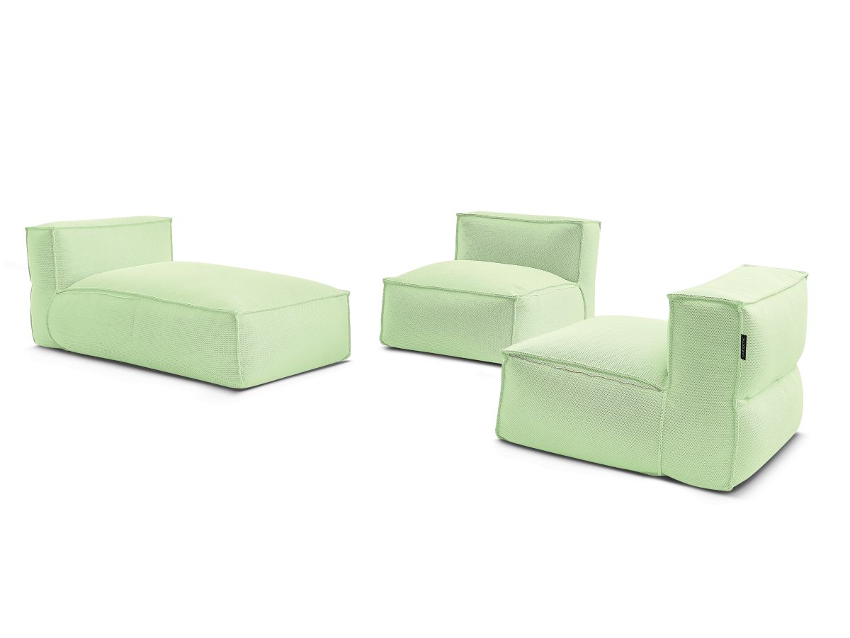 Canapé de jardin modulable BIARRITZ avec bâche de protection, 2 chauffeuses 1 place et 1 méridienne