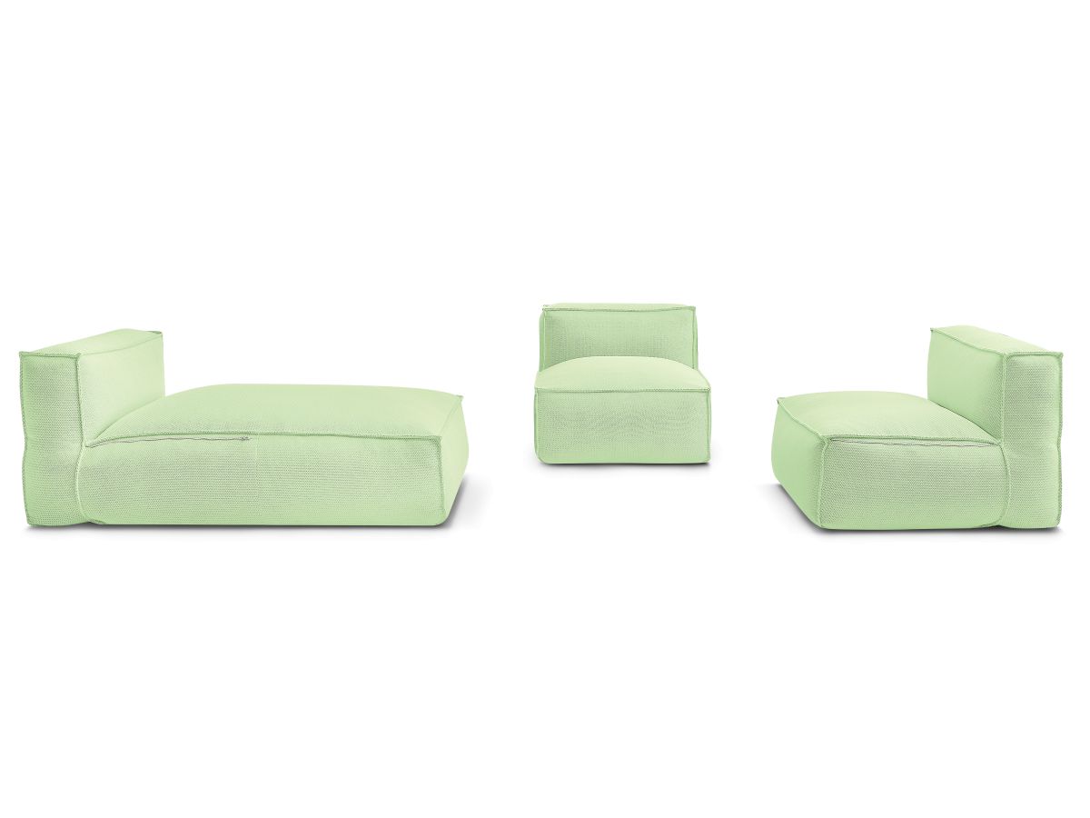 Modulaire tuinbank BIARRITZ met beschermhoes, 2 eenpersoonsfauteuils en 1 chaise longue