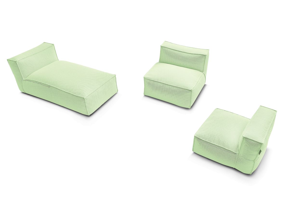 Modulaire tuinbank BIARRITZ met beschermhoes, 2 eenpersoonsfauteuils en 1 chaise longue