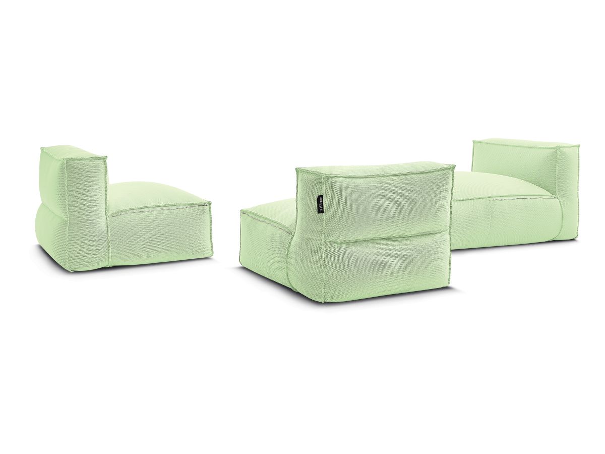 Modulaire tuinbank BIARRITZ met beschermhoes, 2 eenpersoonsfauteuils en 1 chaise longue