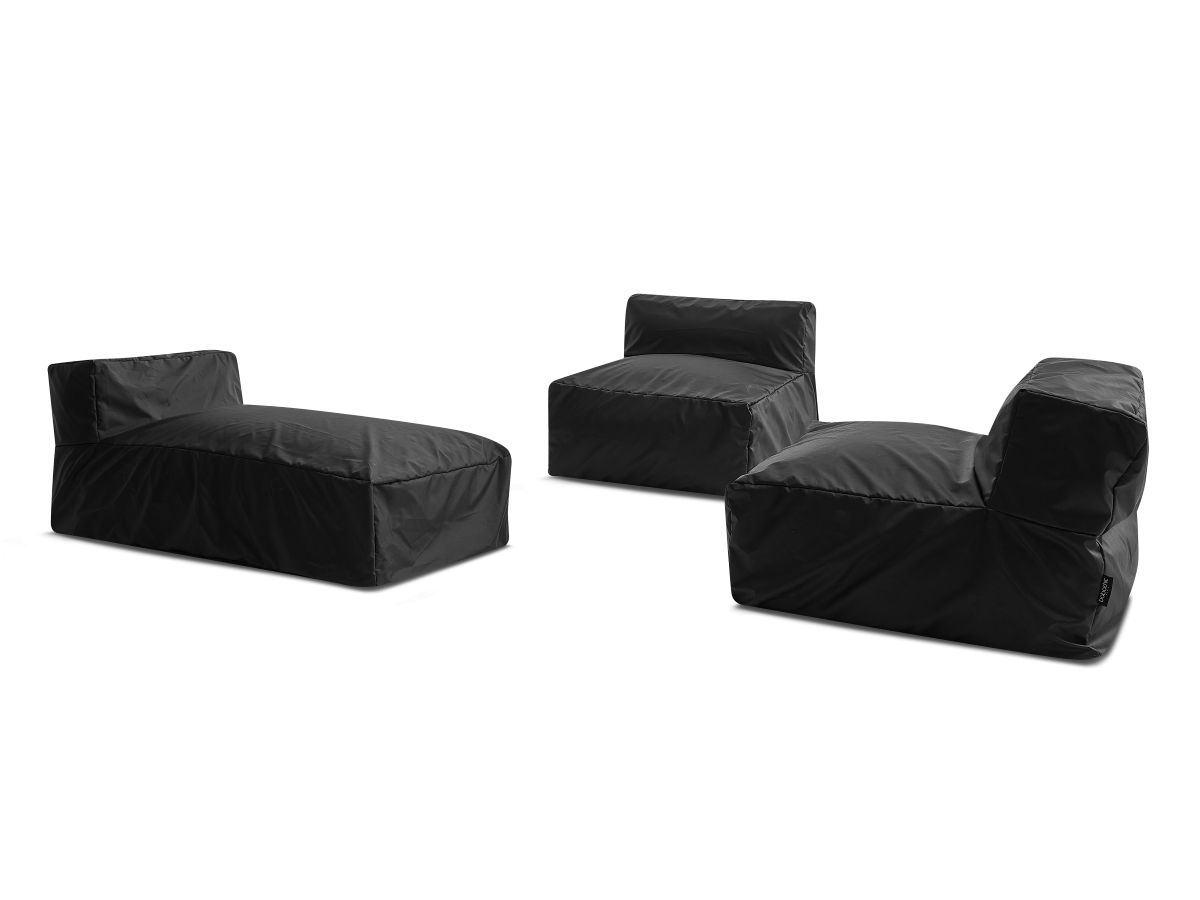 Modulaire tuinbank BIARRITZ met beschermhoes, 2 eenpersoonsfauteuils en 1 chaise longue