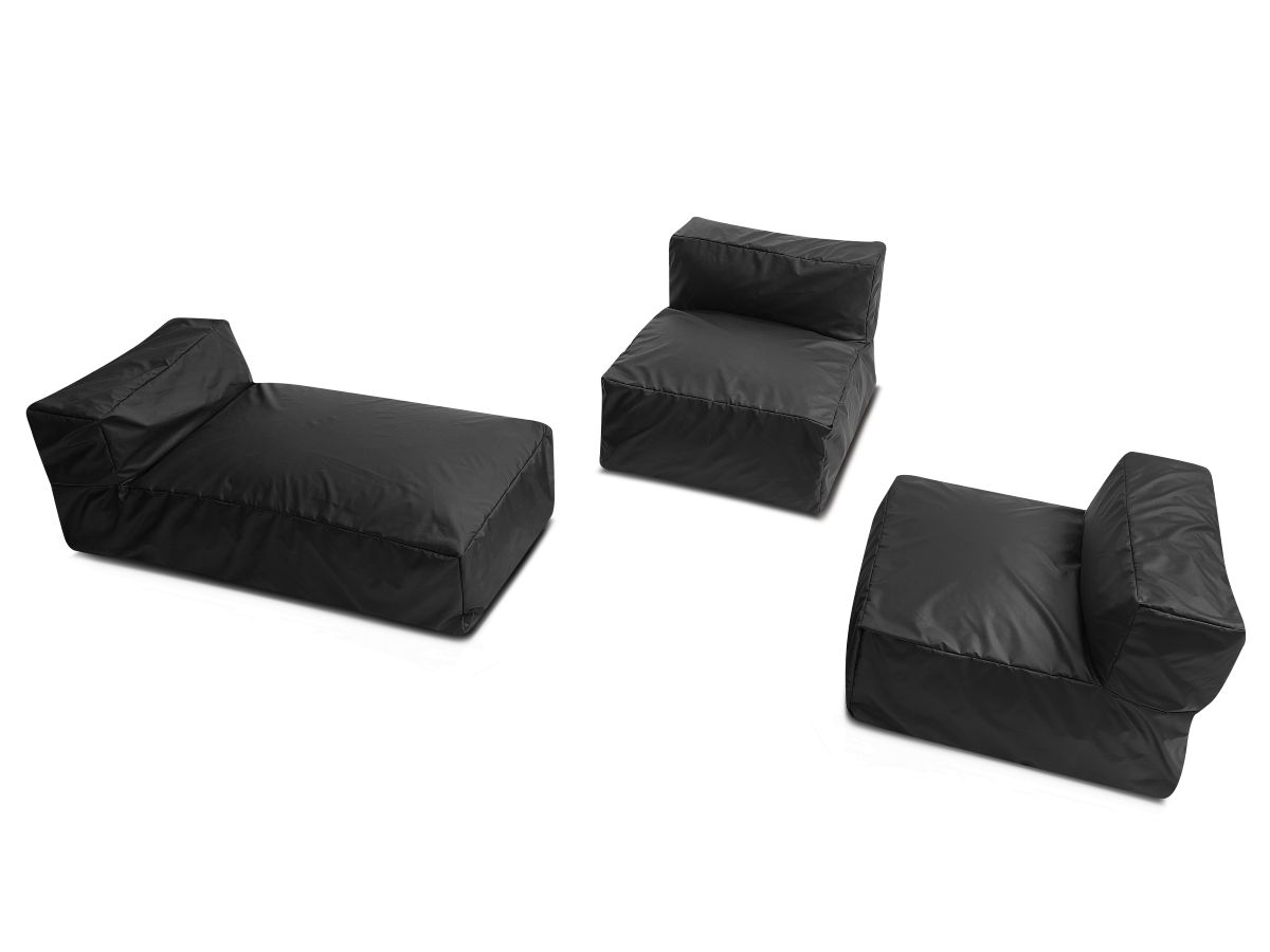 Modulaire tuinbank BIARRITZ met beschermhoes, 2 eenpersoonsfauteuils en 1 chaise longue