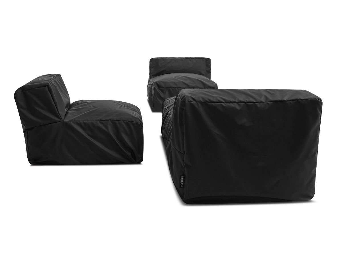 Modulaire tuinbank BIARRITZ met beschermhoes, 2 eenpersoonsfauteuils en 1 chaise longue