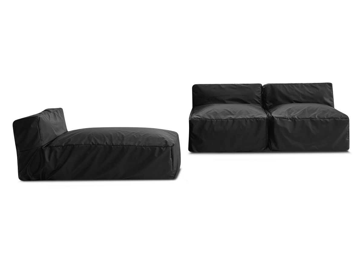 Modulaire tuinbank BIARRITZ met beschermhoes, 2 eenpersoonsfauteuils en 1 chaise longue