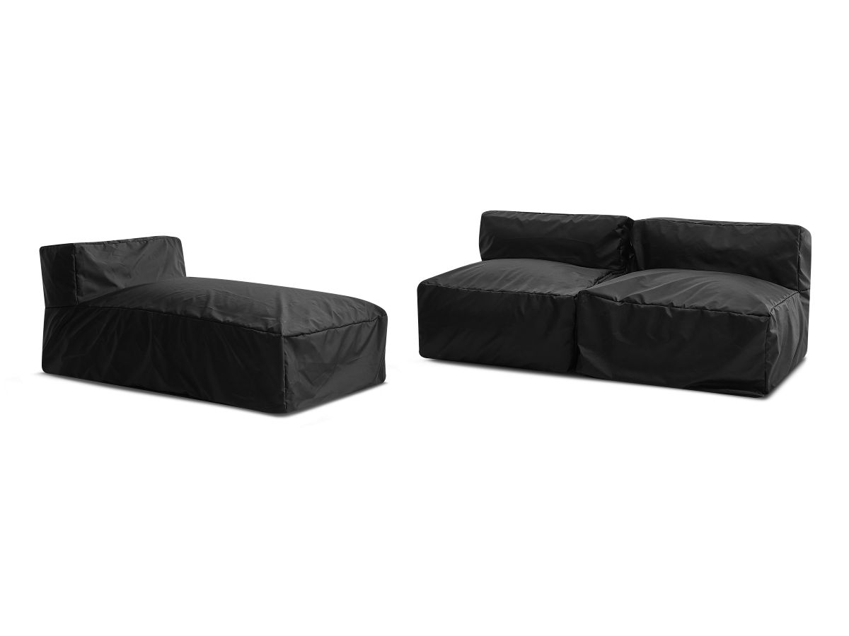 Modulaire tuinbank BIARRITZ met beschermhoes, 2 eenpersoonsfauteuils en 1 chaise longue