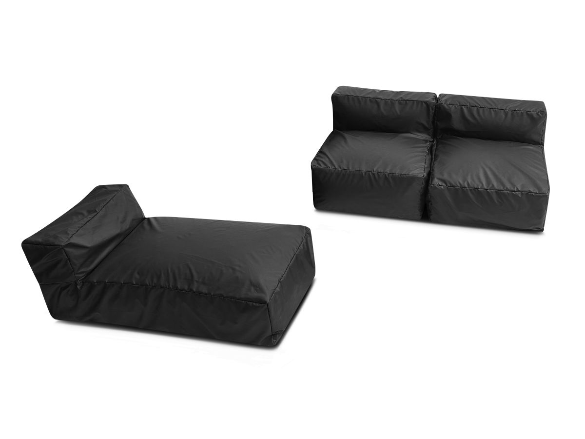 Modulaire tuinbank BIARRITZ met beschermhoes, 2 eenpersoonsfauteuils en 1 chaise longue