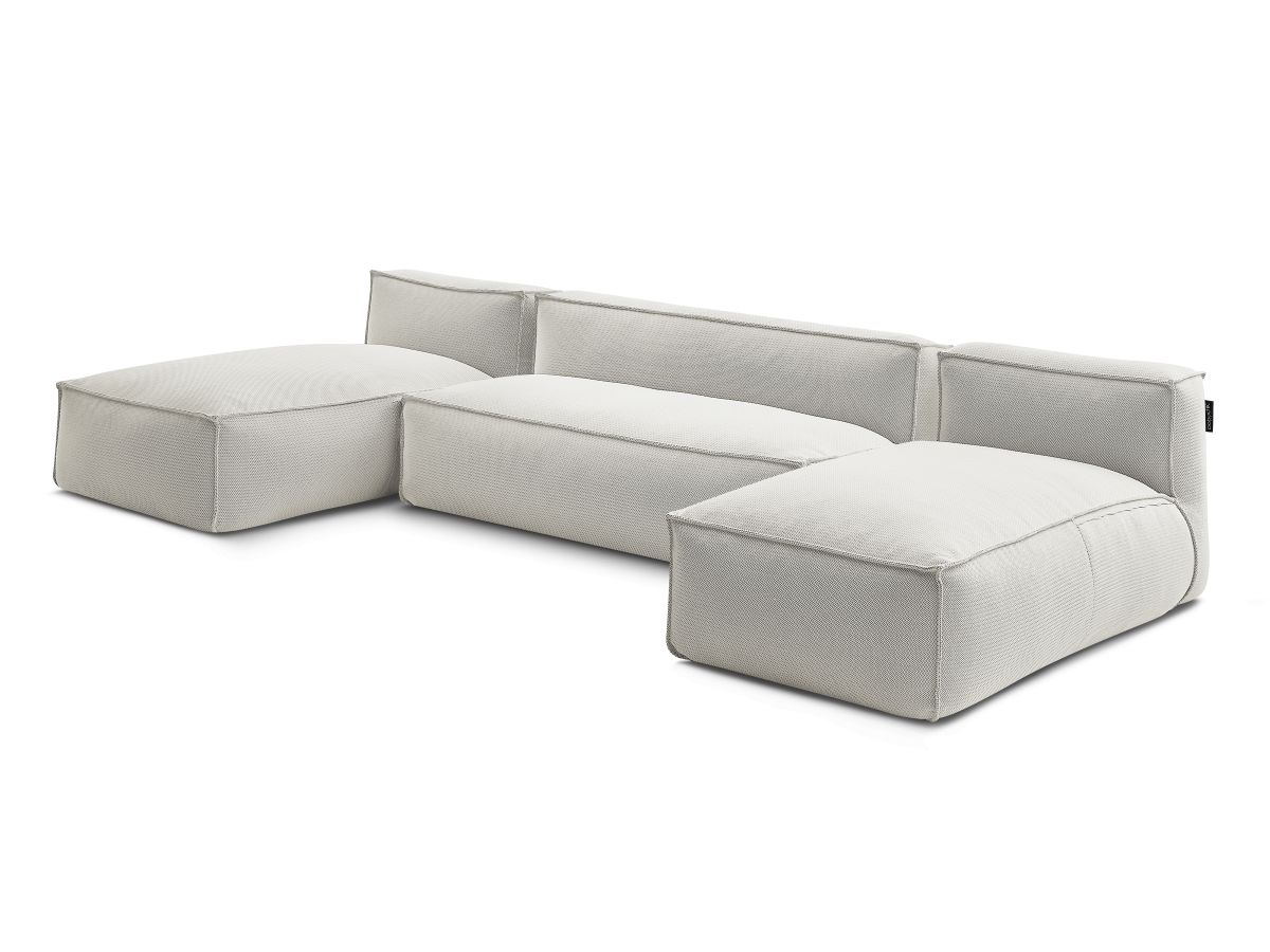 Canapé de jardin modulable BIARRITZ avec bâche de protection, 1 chauffeuse 2 places et 2 méridiennes