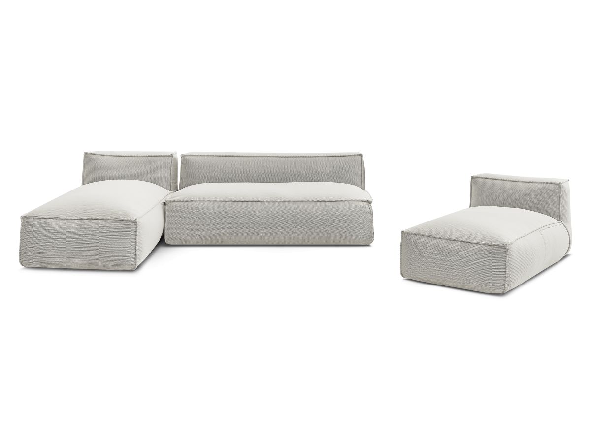 Canapé d'angle fixe EVEREST tissu chiné - Orange - Angle droit - 10 coussins