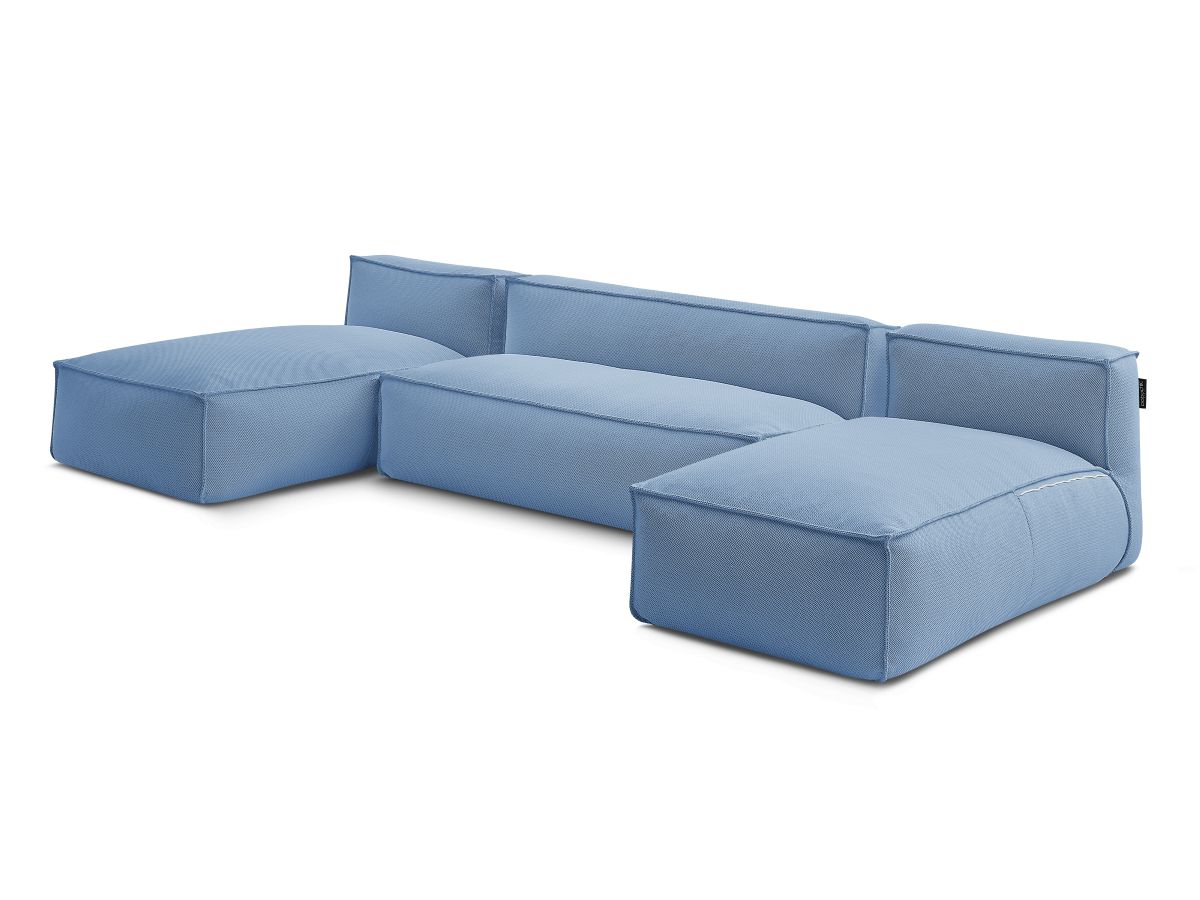 Modulaire tuinbank BIARRITZ met beschermhoes, 1 2-zits loungestoel en 2 chaise longues