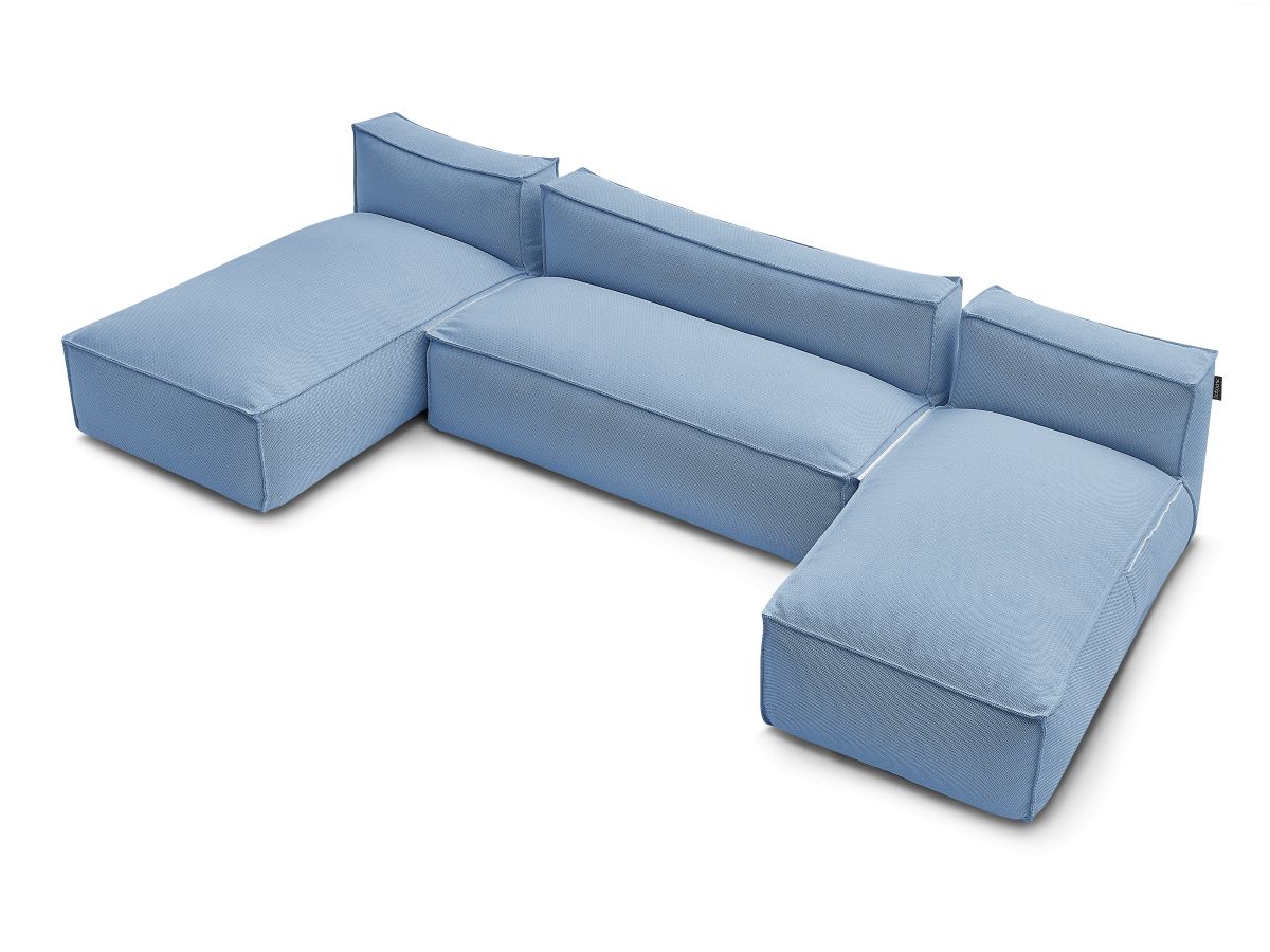 Modulaire tuinbank BIARRITZ met beschermhoes, 1 2-zits loungestoel en 2 chaise longues