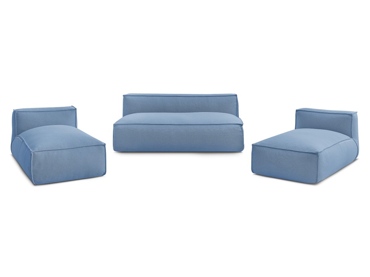 Modulaire tuinbank BIARRITZ met beschermhoes, 1 2-zits loungestoel en 2 chaise longues
