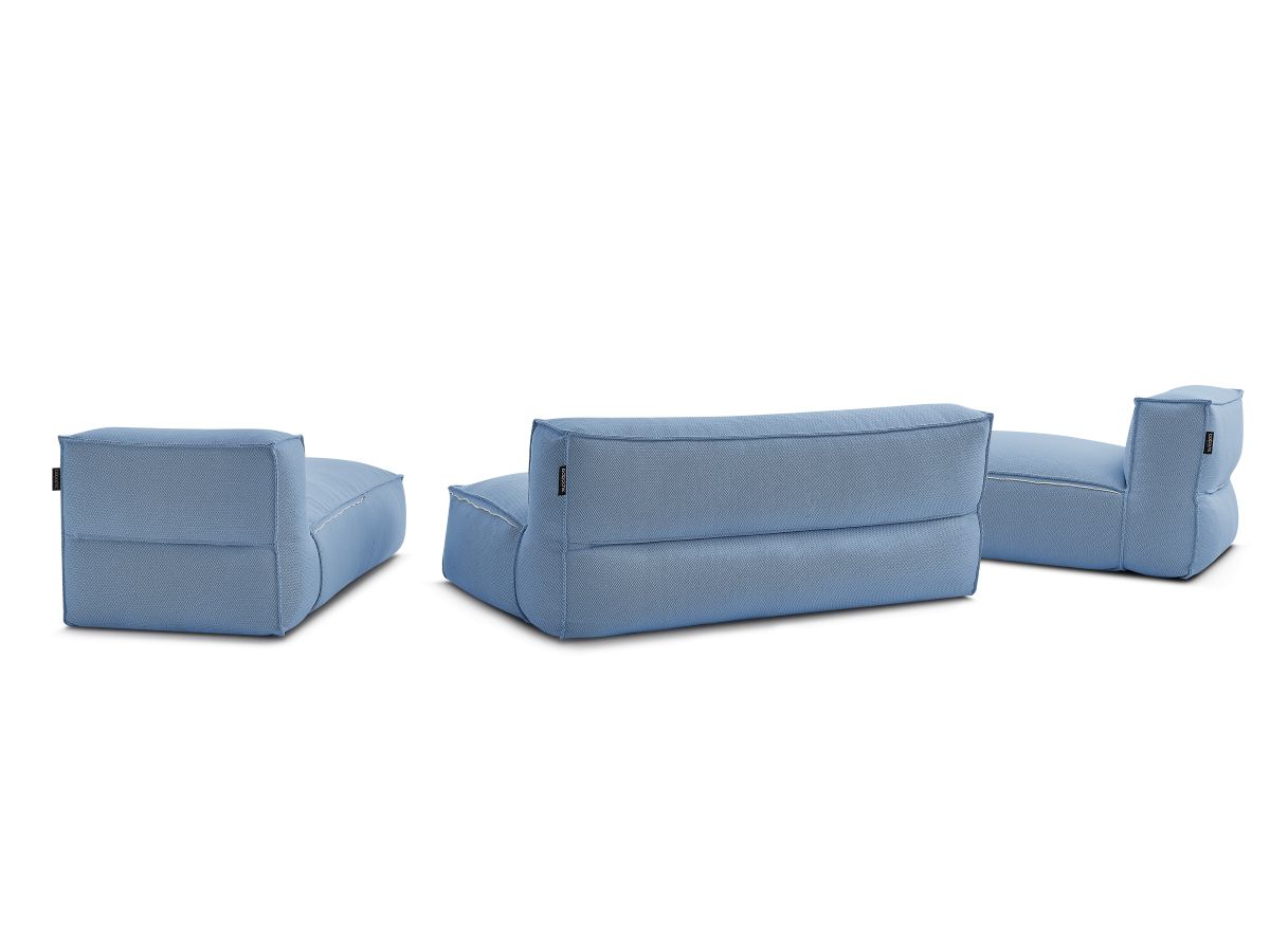 Modulaire tuinbank BIARRITZ met beschermhoes, 1 2-zits loungestoel en 2 chaise longues