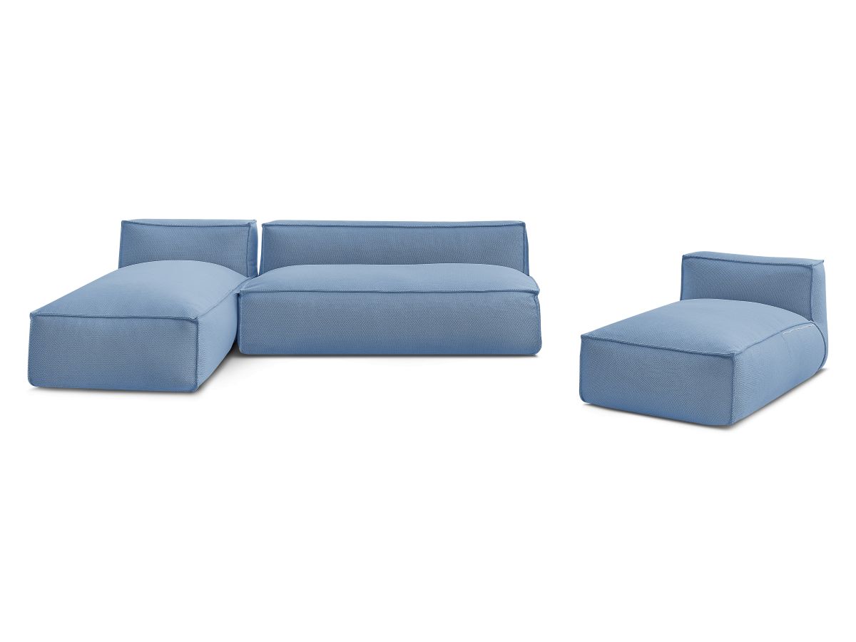 Modulaire tuinbank BIARRITZ met beschermhoes, 1 2-zits loungestoel en 2 chaise longues
