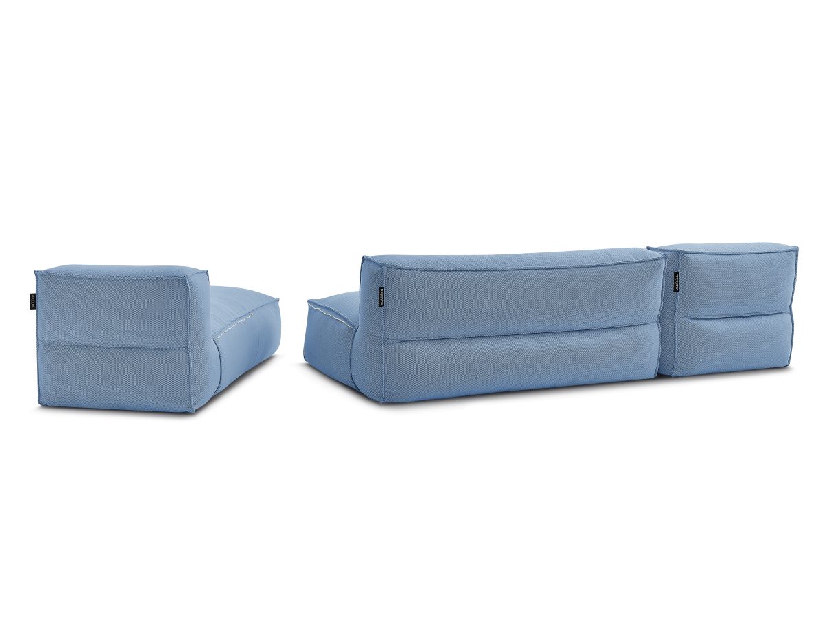 Modulaire tuinbank BIARRITZ met beschermhoes, 1 2-zits loungestoel en 2 chaise longues