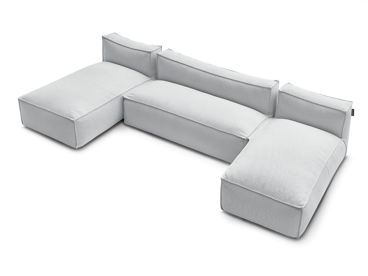 Modulaire tuinbank BIARRITZ met beschermhoes, 1 2-zits loungestoel en 2 chaise longues