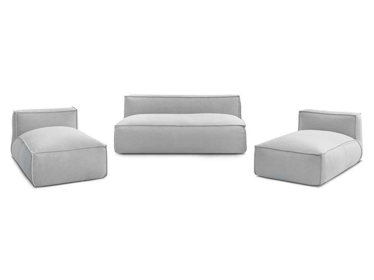 Modulaire tuinbank BIARRITZ met beschermhoes, 1 2-zits loungestoel en 2 chaise longues
