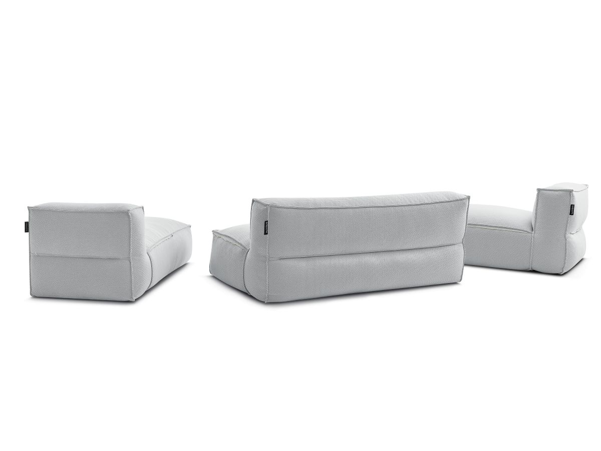 Modulaire tuinbank BIARRITZ met beschermhoes, 1 2-zits loungestoel en 2 chaise longues