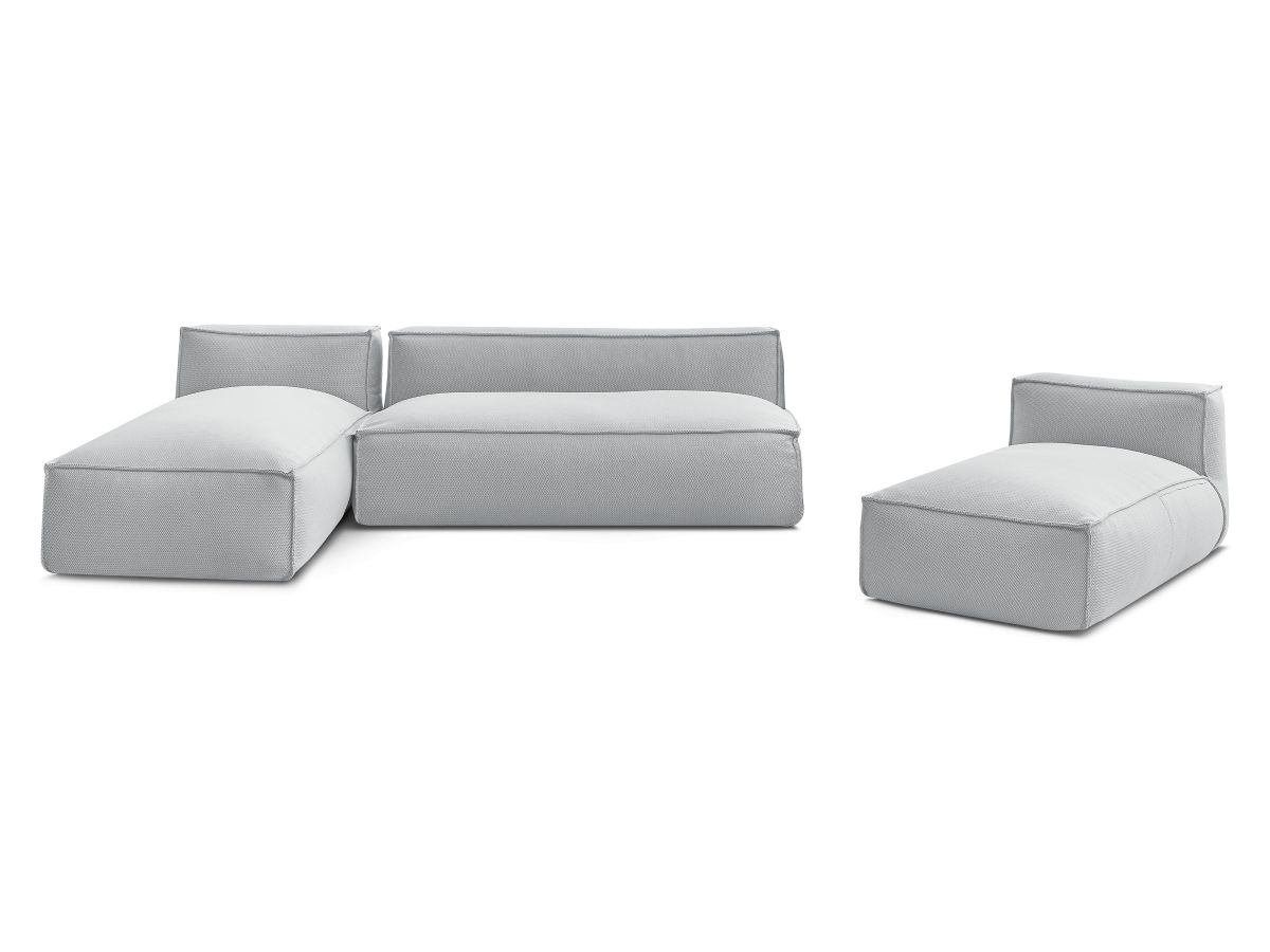 Modulaire tuinbank BIARRITZ met beschermhoes, 1 2-zits loungestoel en 2 chaise longues
