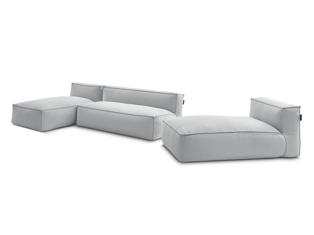 Modulaire tuinbank BIARRITZ met beschermhoes, 1 2-zits loungestoel en 2 chaise longues