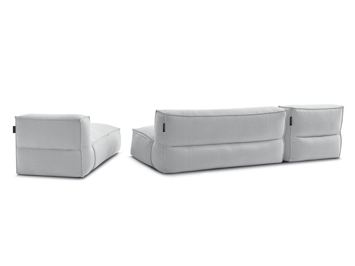 Modulaire tuinbank BIARRITZ met beschermhoes, 1 2-zits loungestoel en 2 chaise longues