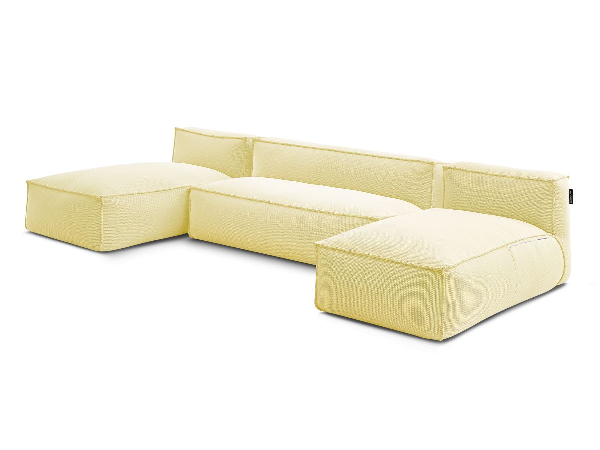 Modulaire tuinbank BIARRITZ met beschermhoes, 1 2-zits loungestoel en 2 chaise longues