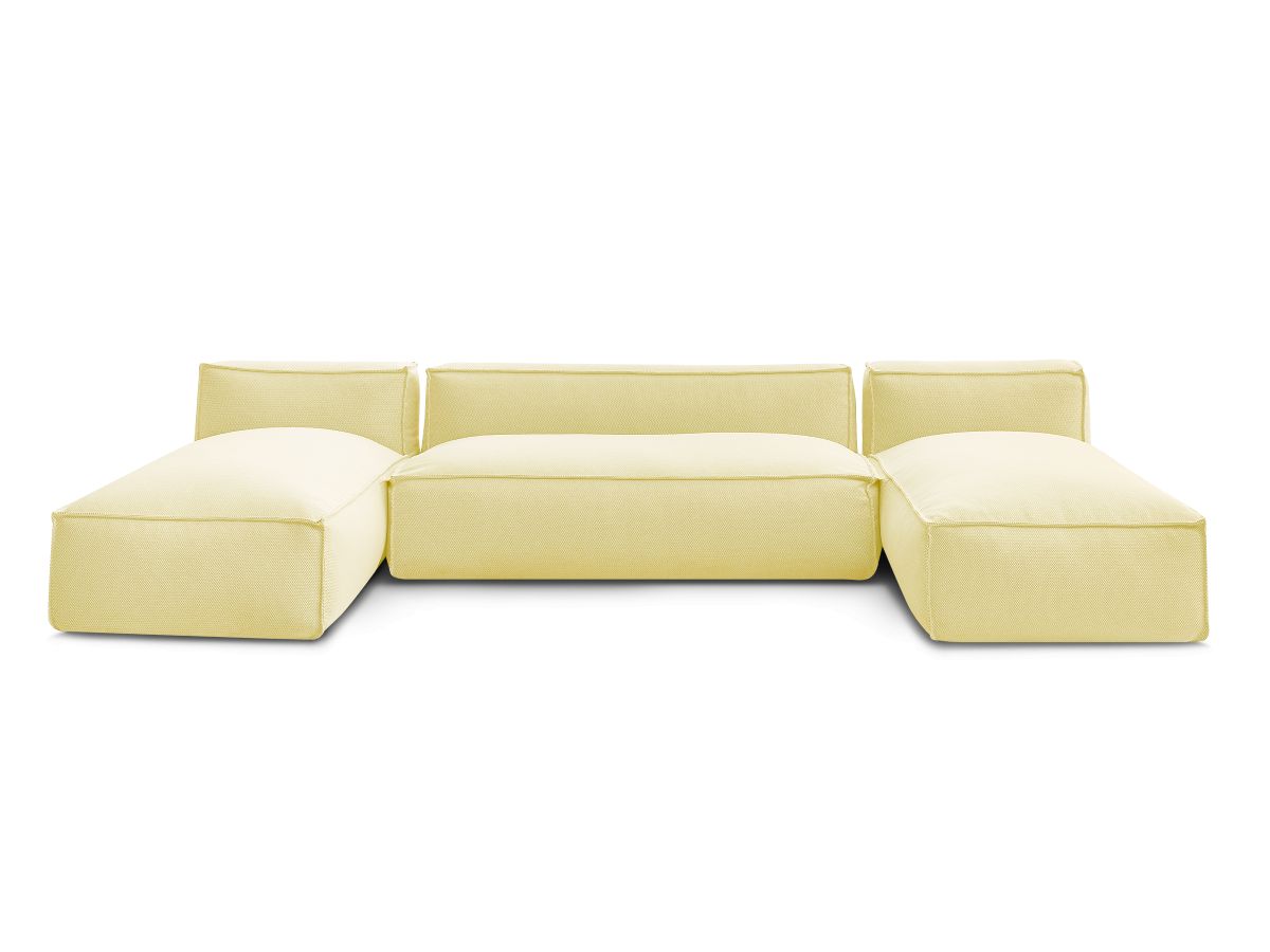 Canapé de jardin modulable BIARRITZ avec bâche de protection, jaune — vue 5