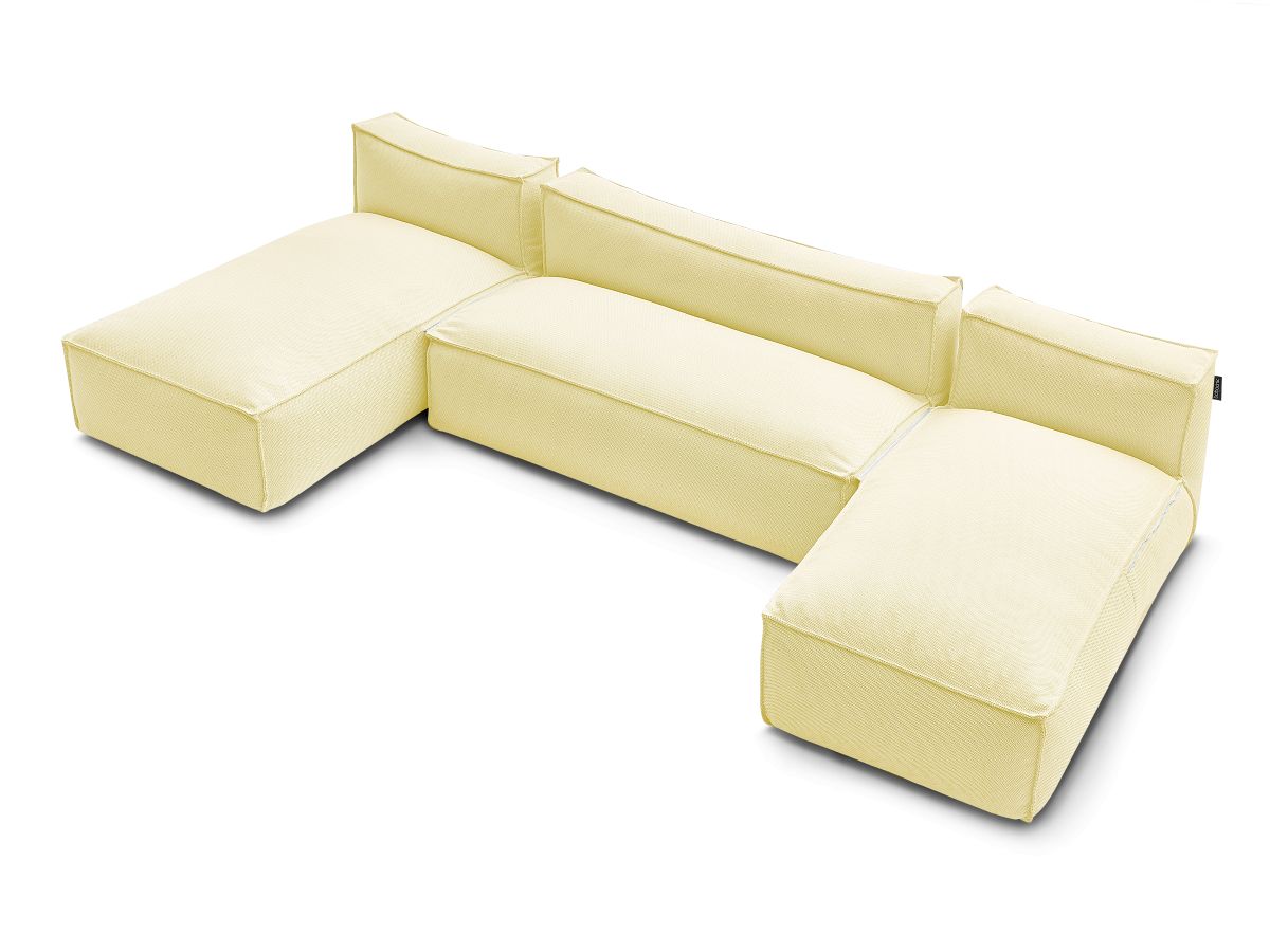 Modulaire tuinbank BIARRITZ met beschermhoes, 1 2-zits loungestoel en 2 chaise longues