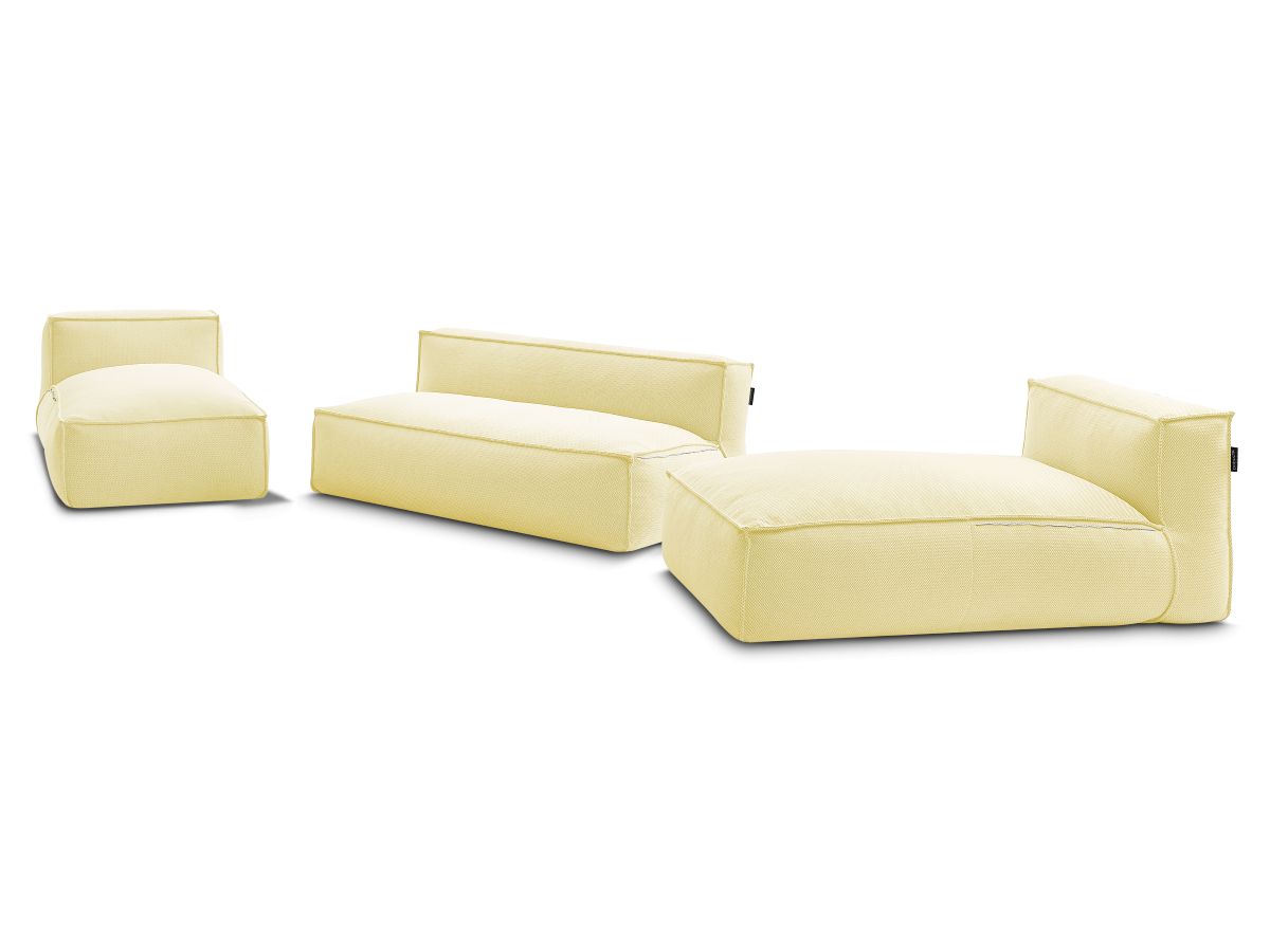 Modulaire tuinbank BIARRITZ met beschermhoes, 1 2-zits loungestoel en 2 chaise longues