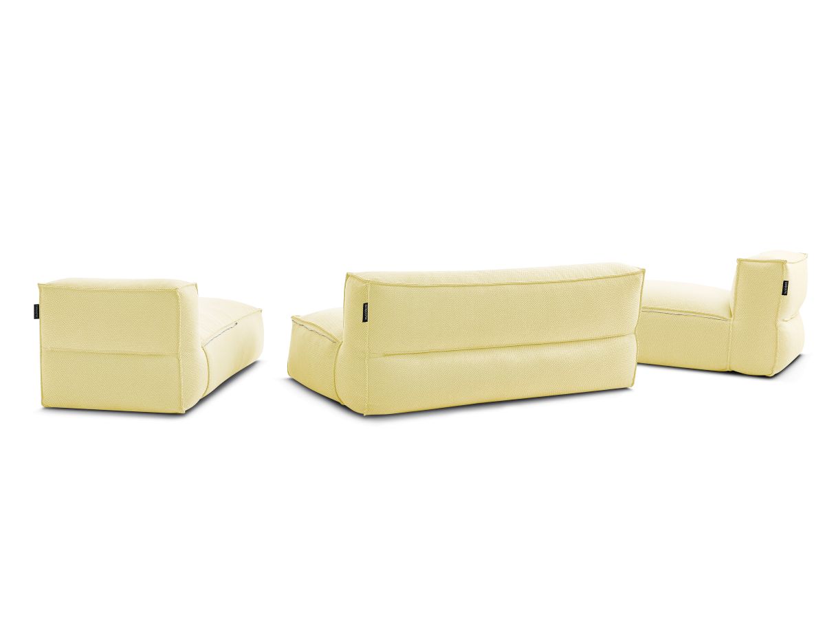 Modulaire tuinbank BIARRITZ met beschermhoes, 1 2-zits loungestoel en 2 chaise longues