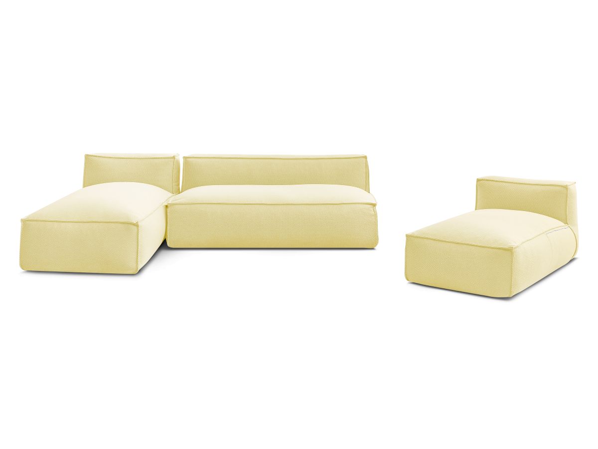 Modulaire tuinbank BIARRITZ met beschermhoes, 1 2-zits loungestoel en 2 chaise longues