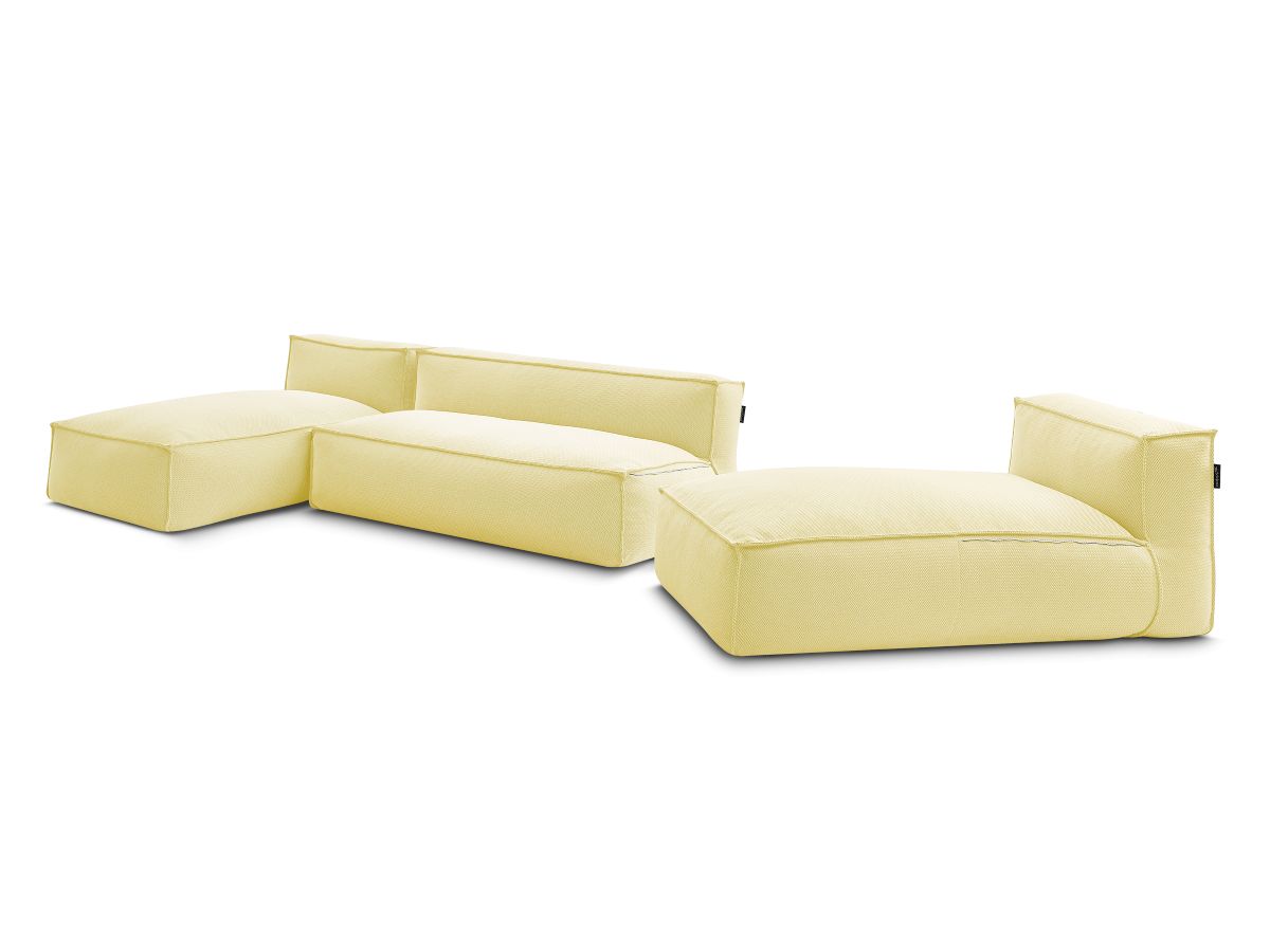 Modulaire tuinbank BIARRITZ met beschermhoes, 1 2-zits loungestoel en 2 chaise longues