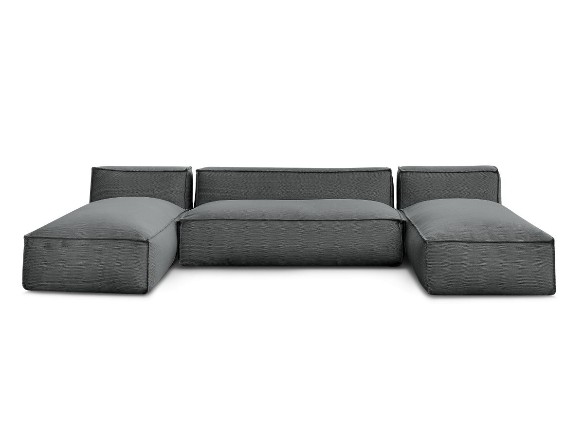 Canapé de jardin modulable BIARRITZ avec bâche de protection, noir — vue 5