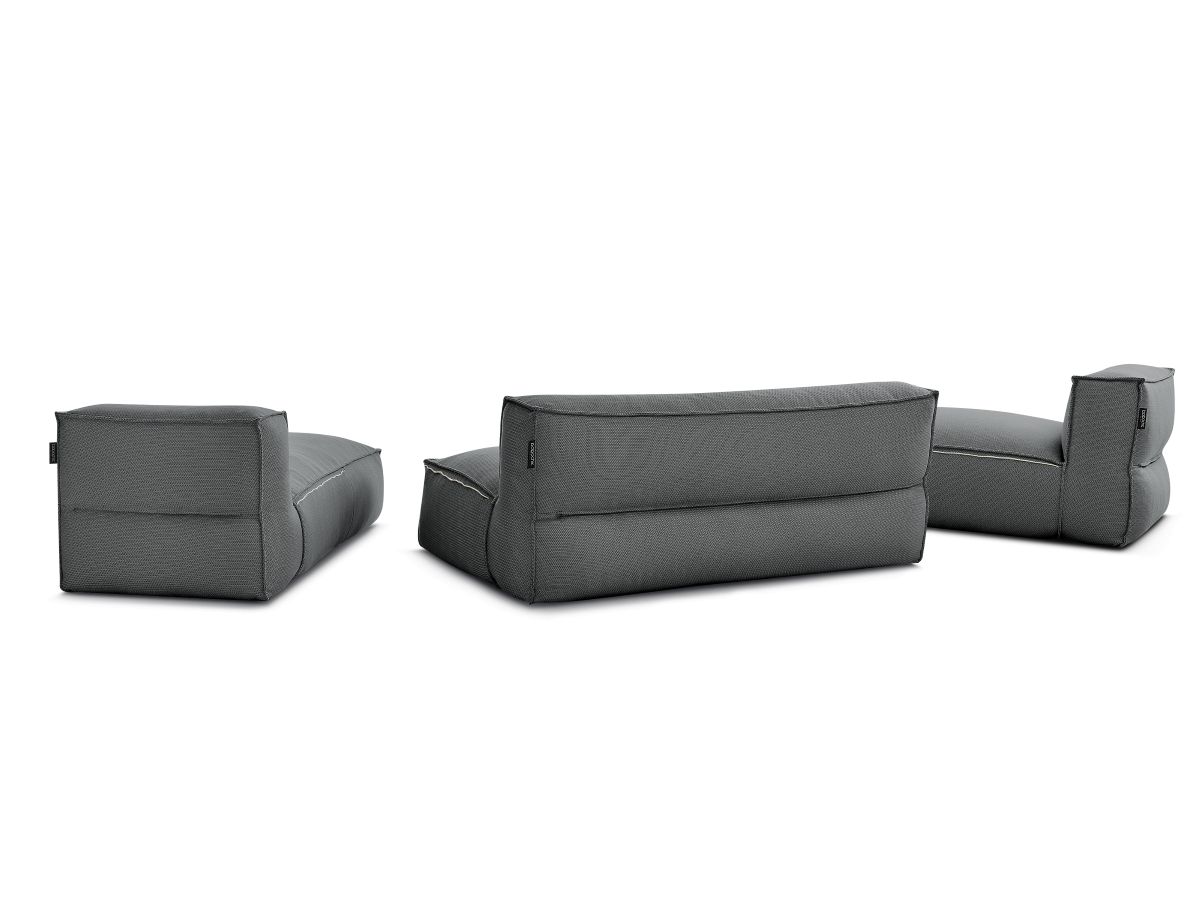 Modulaire tuinbank BIARRITZ met beschermhoes, 1 2-zits loungestoel en 2 chaise longues