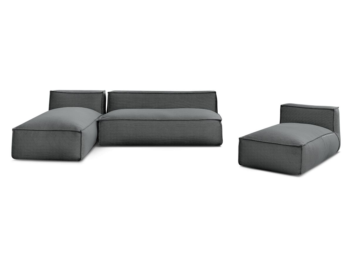 Modulaire tuinbank BIARRITZ met beschermhoes, 1 2-zits loungestoel en 2 chaise longues