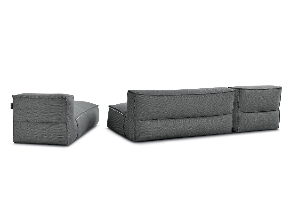 Modulaire tuinbank BIARRITZ met beschermhoes, 1 2-zits loungestoel en 2 chaise longues