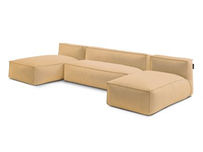 Canapé de jardin modulable BIARRITZ avec bâche de protection, 1 chauffeuse 2 places et 2 méridiennes