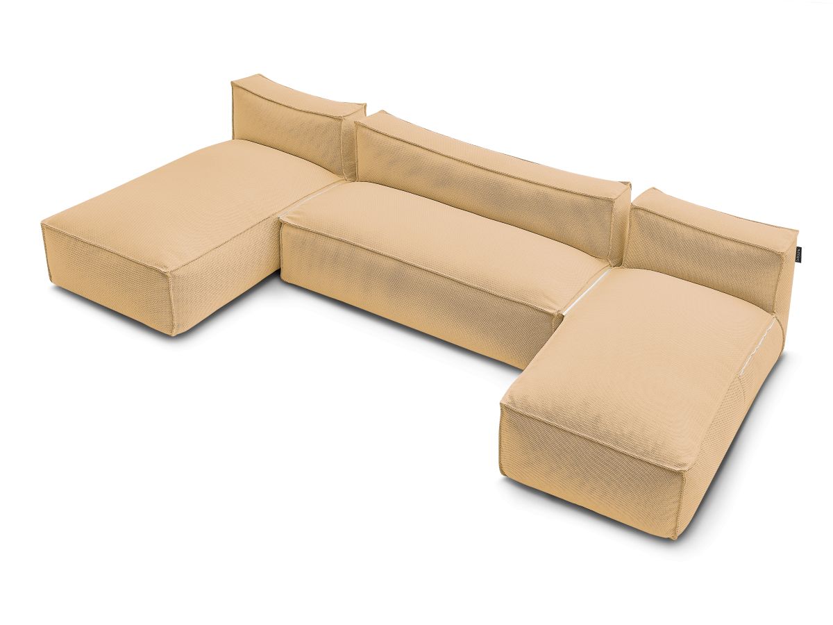 Modulaire tuinbank BIARRITZ met beschermhoes, 1 2-zits loungestoel en 2 chaise longues