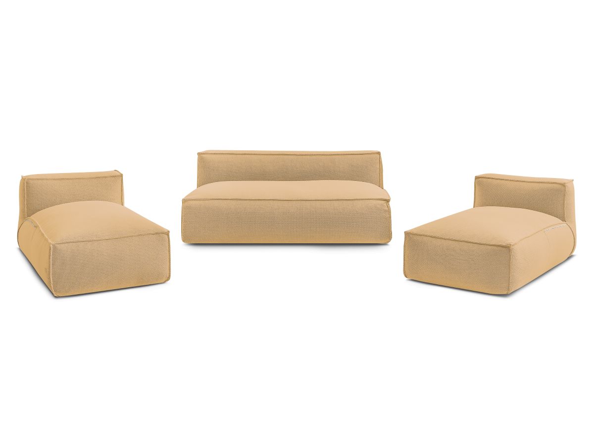 Modulaire tuinbank BIARRITZ met beschermhoes, 1 2-zits loungestoel en 2 chaise longues