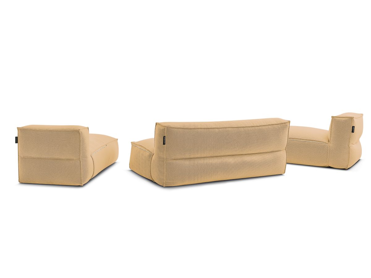 Modulaire tuinbank BIARRITZ met beschermhoes, 1 2-zits loungestoel en 2 chaise longues