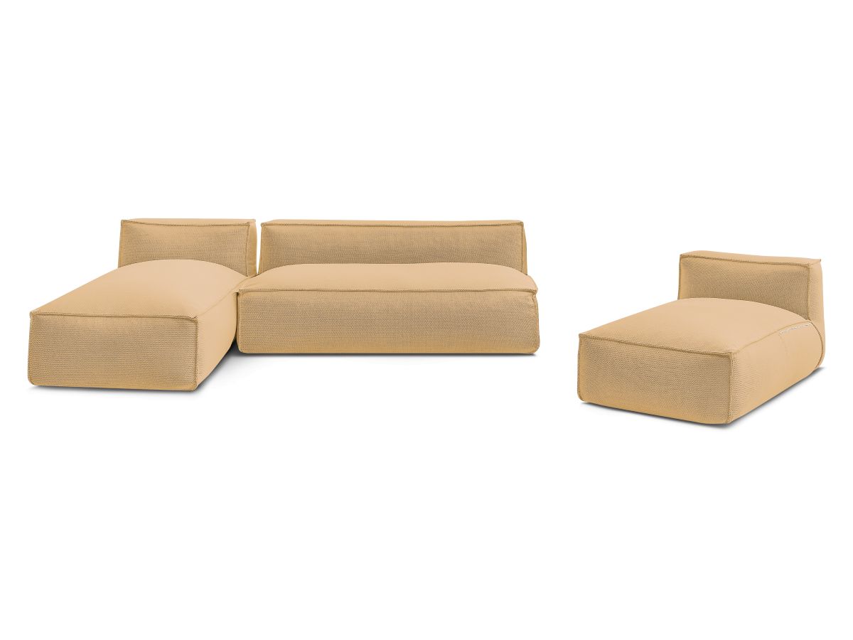 Modulaire tuinbank BIARRITZ met beschermhoes, 1 2-zits loungestoel en 2 chaise longues