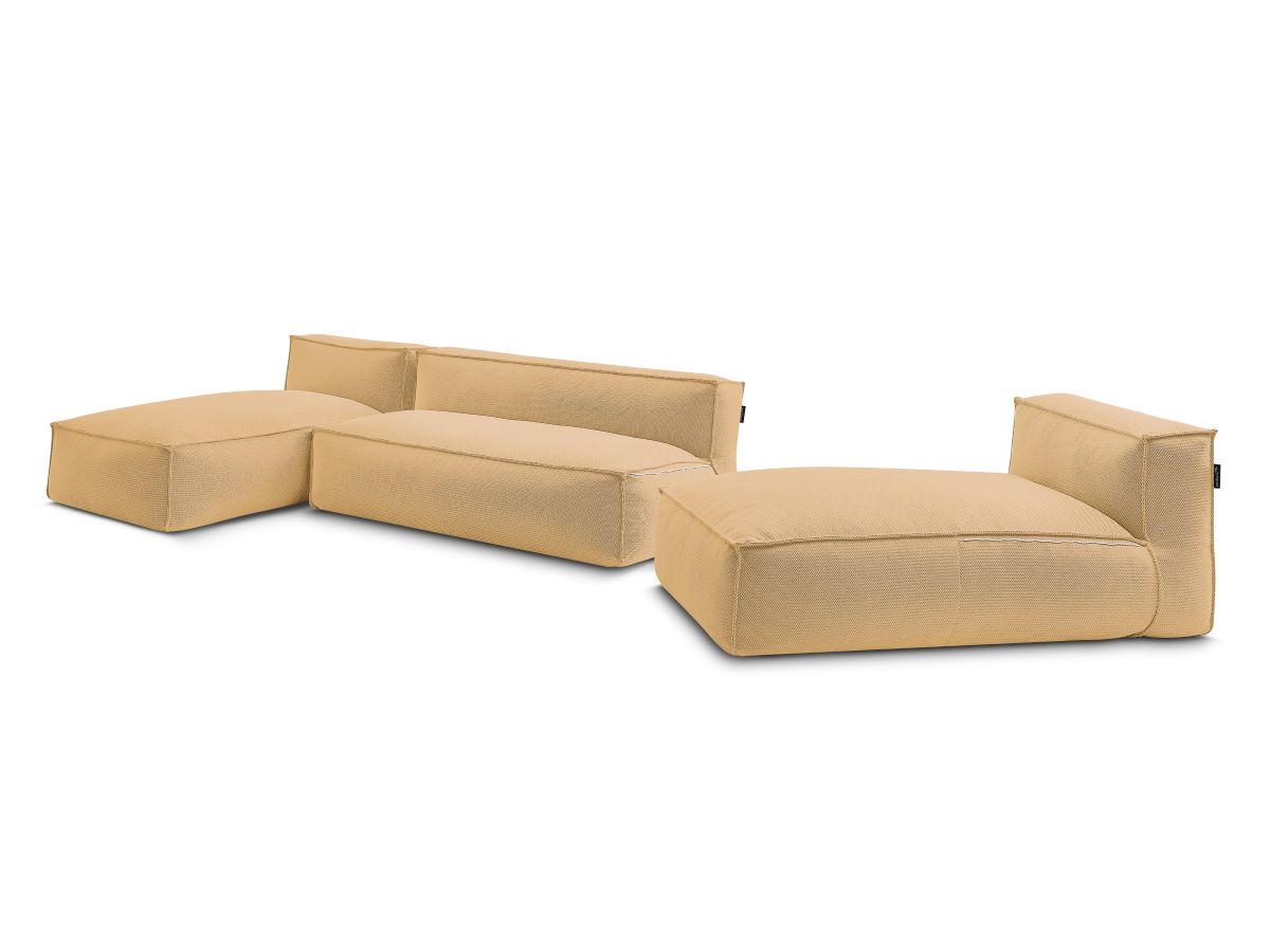 Modulaire tuinbank BIARRITZ met beschermhoes, 1 2-zits loungestoel en 2 chaise longues