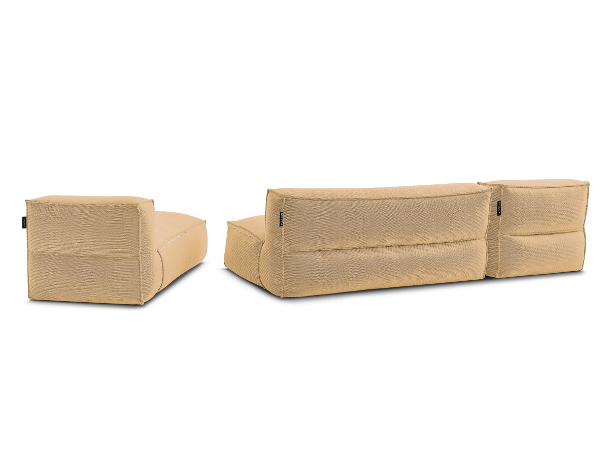 Modulaire tuinbank BIARRITZ met beschermhoes, 1 2-zits loungestoel en 2 chaise longues