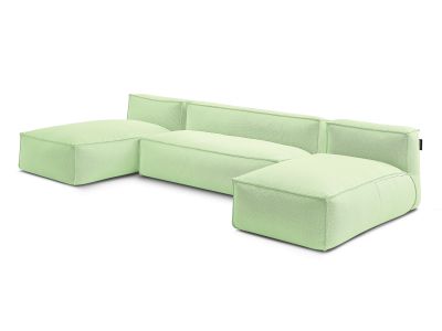 Canapé de jardin modulable BIARRITZ avec bâche de protection, 1 chauffeuse 2 places et 2 méridiennes