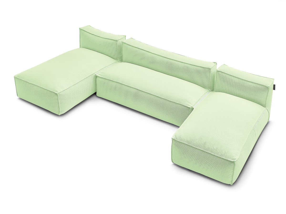 Modulaire tuinbank BIARRITZ met beschermhoes, 1 2-zits loungestoel en 2 chaise longues