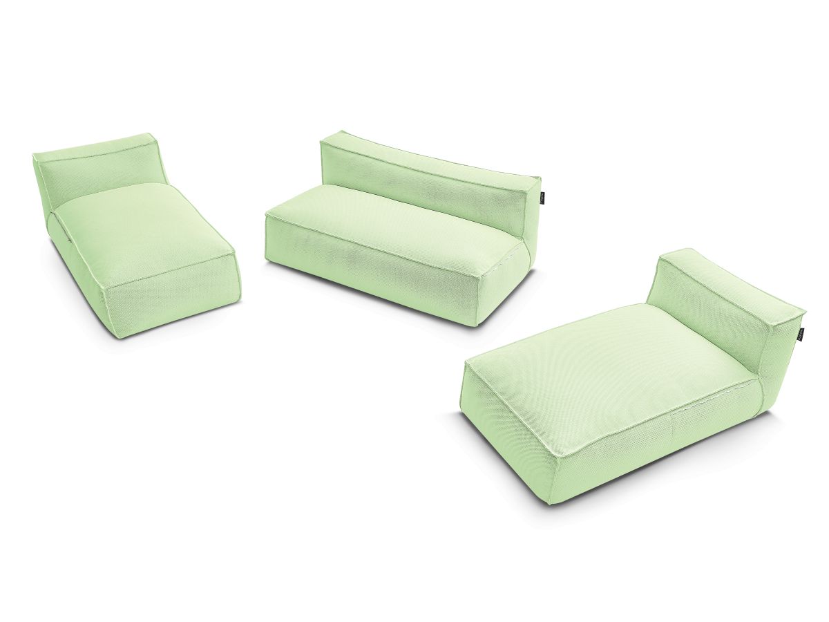 Modulaire tuinbank BIARRITZ met beschermhoes, 1 2-zits loungestoel en 2 chaise longues