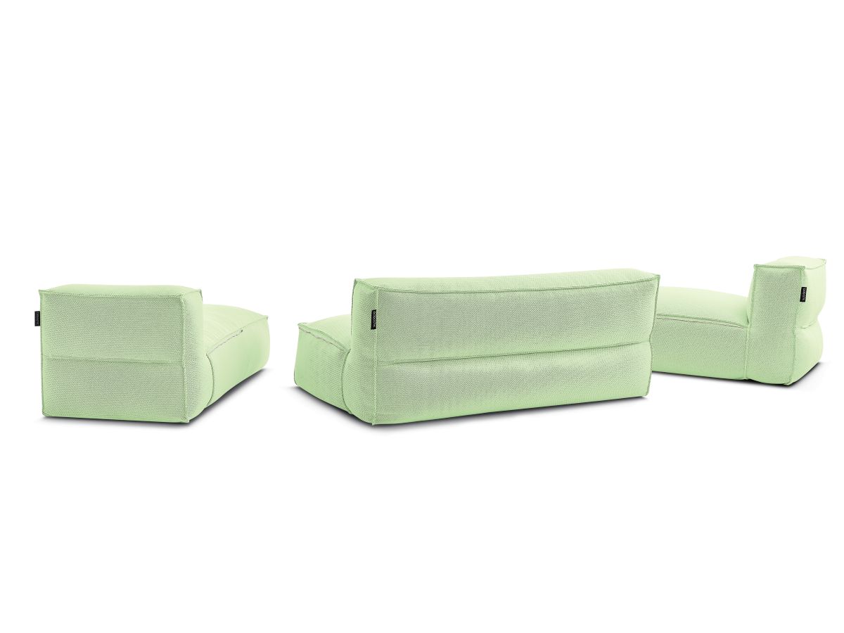 Modulaire tuinbank BIARRITZ met beschermhoes, 1 2-zits loungestoel en 2 chaise longues