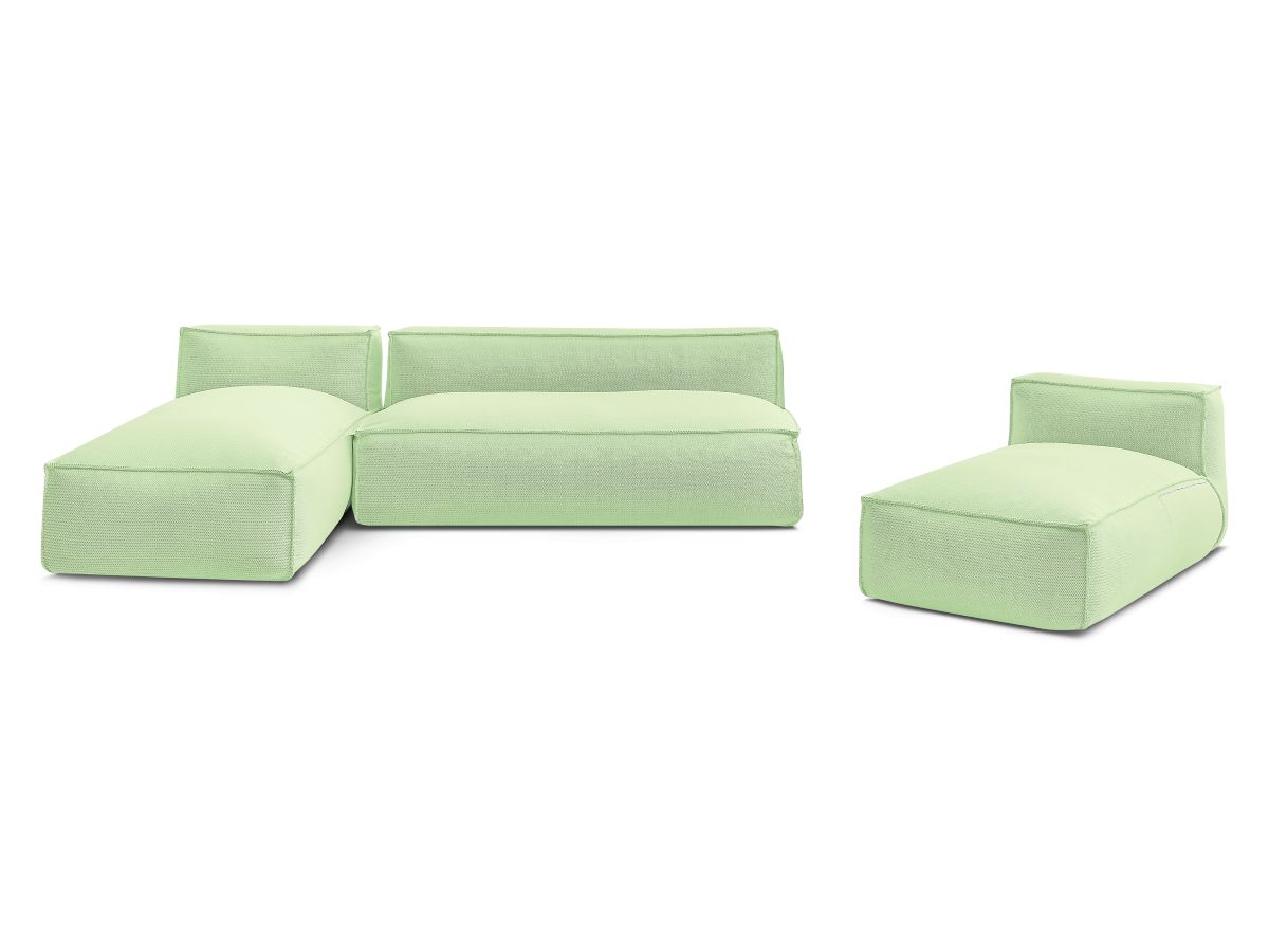 Modulaire tuinbank BIARRITZ met beschermhoes, 1 2-zits loungestoel en 2 chaise longues