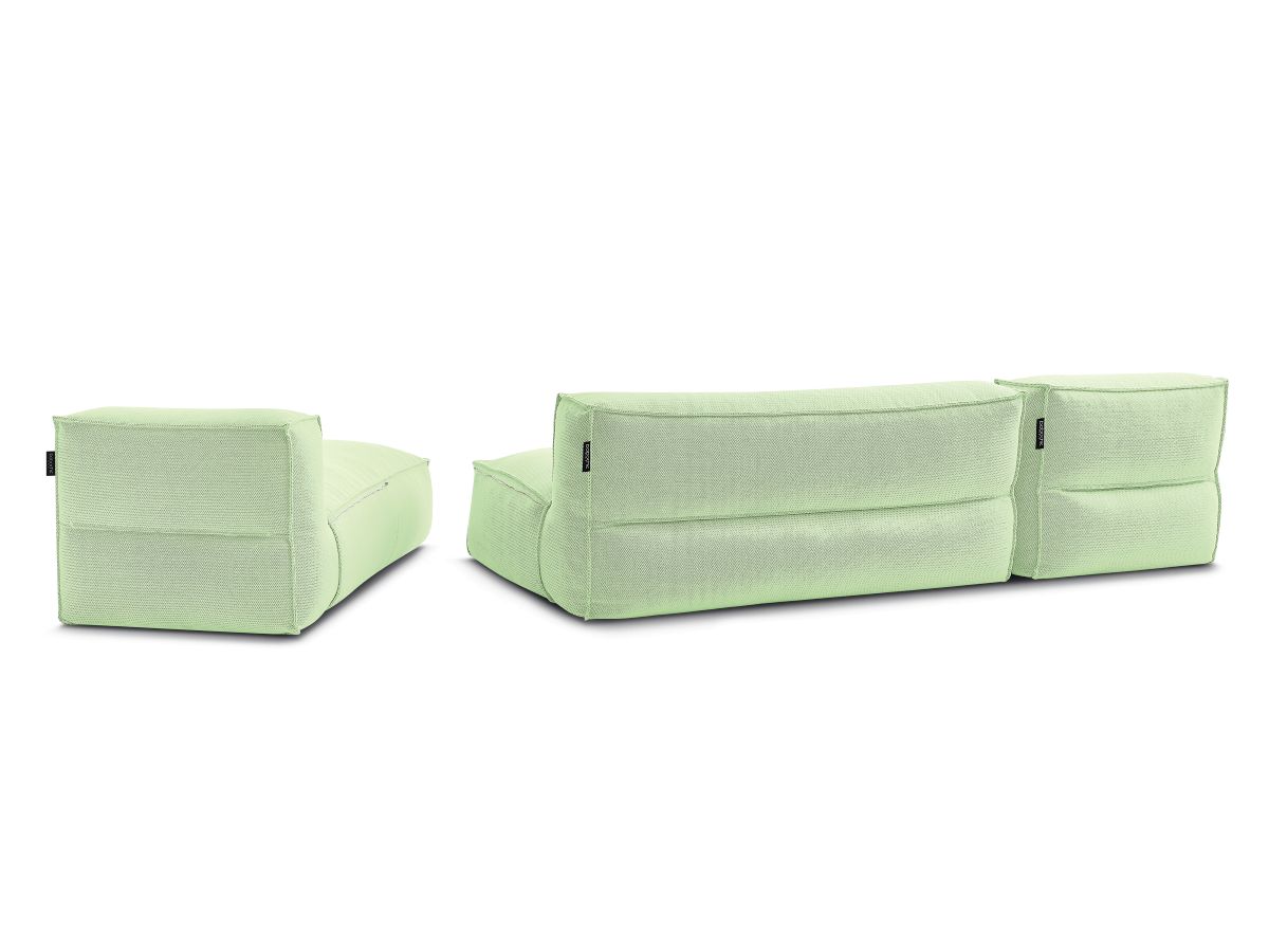 Modulaire tuinbank BIARRITZ met beschermhoes, 1 2-zits loungestoel en 2 chaise longues