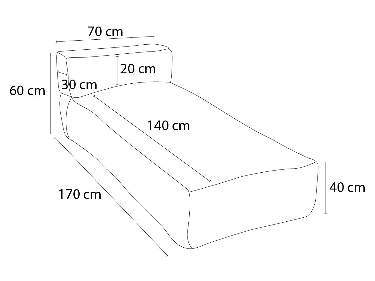 Chaise longue zonder armleuningen voor de modulaire tuinbank GIULIA met beschermhoes